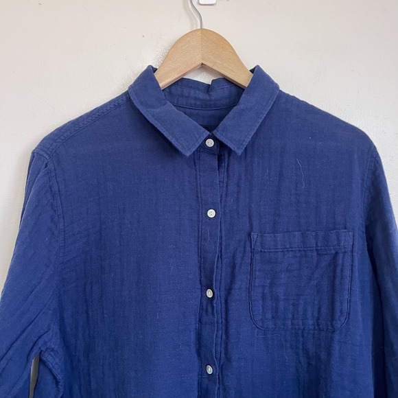 Rails Womens Ellis Shirt Size L Indigo Blue Gauzy Button 100% Organic Cotton - Picture 3 of 7